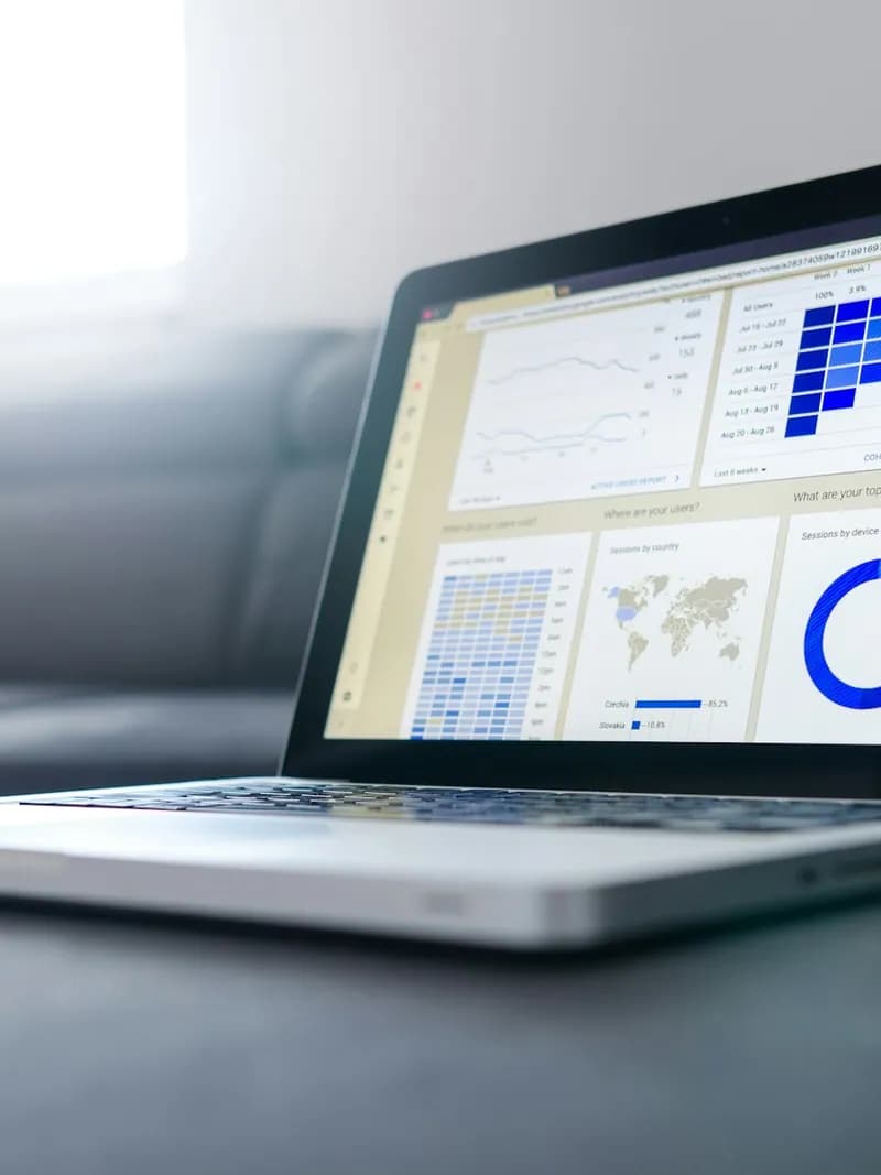 Laptop screen showing a data dashboard