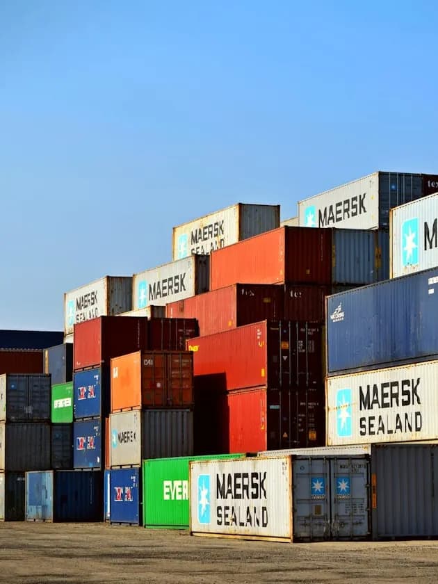 Stacks of colourful shipping containers